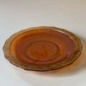 Small Orange Carnival Glass Dish / Cake Plate 6”